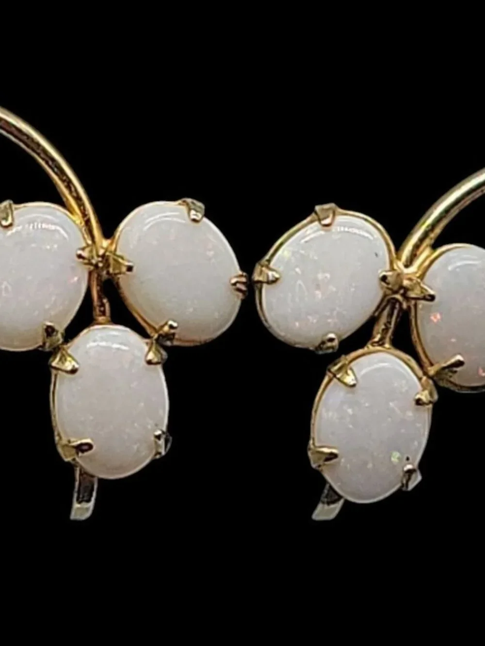 Sorrento 12kGF Faux Opal Cluster Clipped On Earrings Yellow Gold Filled Vintage